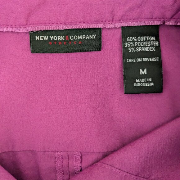 NEW YORK & CO Women's Short Sleeve Fitted Shirt Top  Size M  Deep Fuchsia - Picture 6 of 6